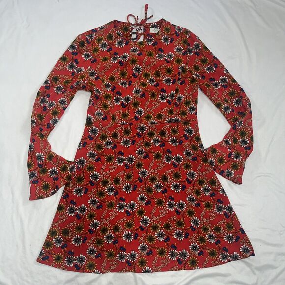 WAYF Medium Long Sleeve Tie Back Floral Dress Retro 70s Inspired - Picture 4 of 12